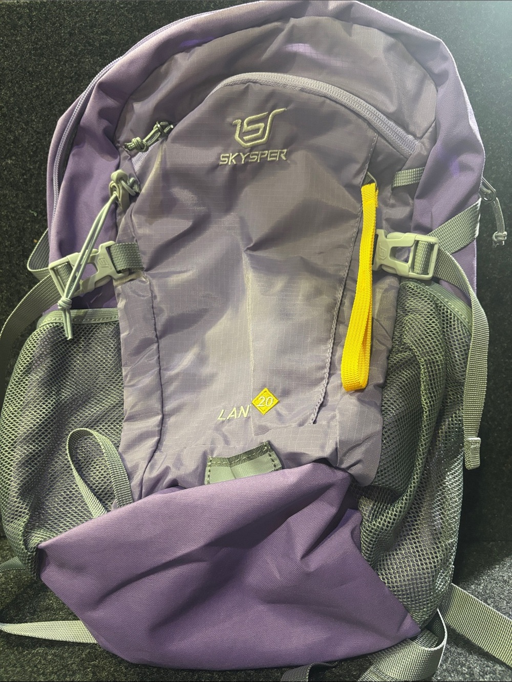 Purple unisex Daypack Backpack with Yellow Accent